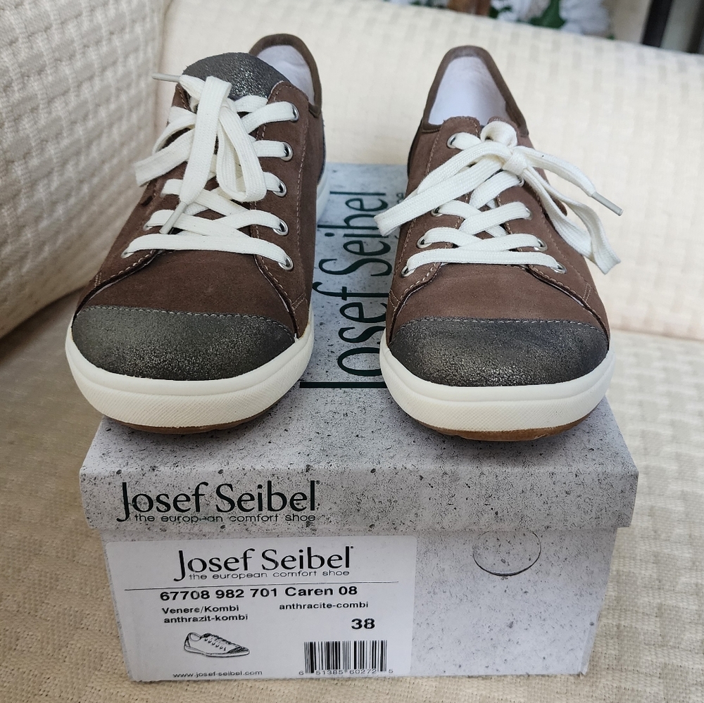 Josef Seibel Caren 08 Women's Soft Leather Laced Sneakers-Size 7.5 - Picture 2 of 4